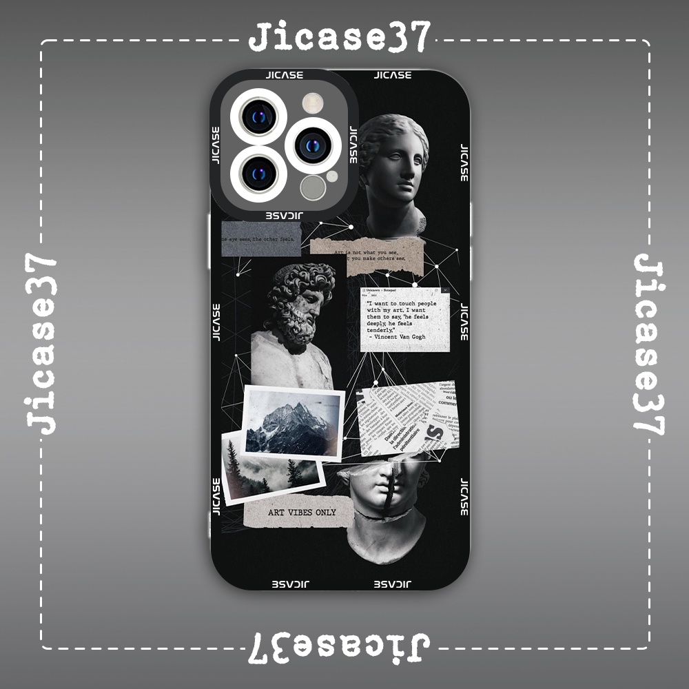 Ốp lưng iphone samsung xiaomi oppo cạnh vuông Jicase JMcase Tượng Hy Lạp Aesthetic Collage Cổ Điển Vintage