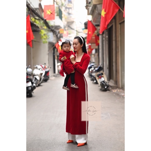 N03-Áo dài Nhung cổ vuông kèm ảnh thật/ Áo dài Lynka88