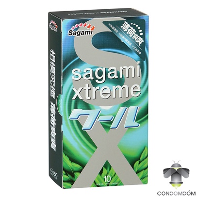 Hộp 10 Bao cao su Sagami Xtreme Spearmint bạc hà mát lạnh