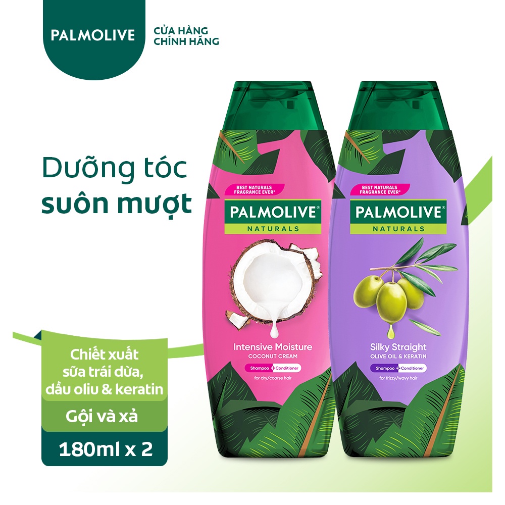 [HB gift] Dầu gội Palmolive kèm dầu xả 2in1 chiết xuất thiên nhiên cho tóc suôn mượt 180ml