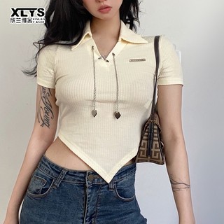 Áo thun XINLANYASHE cổ polo tay ngắn thời trang quyến rũ cho nữ