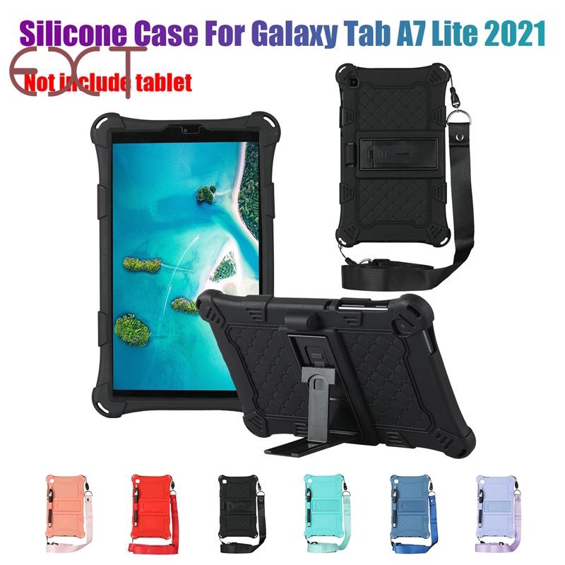 Ốp Bảo Vệ Máy Tính Bảng Bằng Silicone Kèm Ngăn Đựng Bút Và Dây Đeo Cho Samsung Tab A7 Lite 8.7 Inch 2021 T220 T225