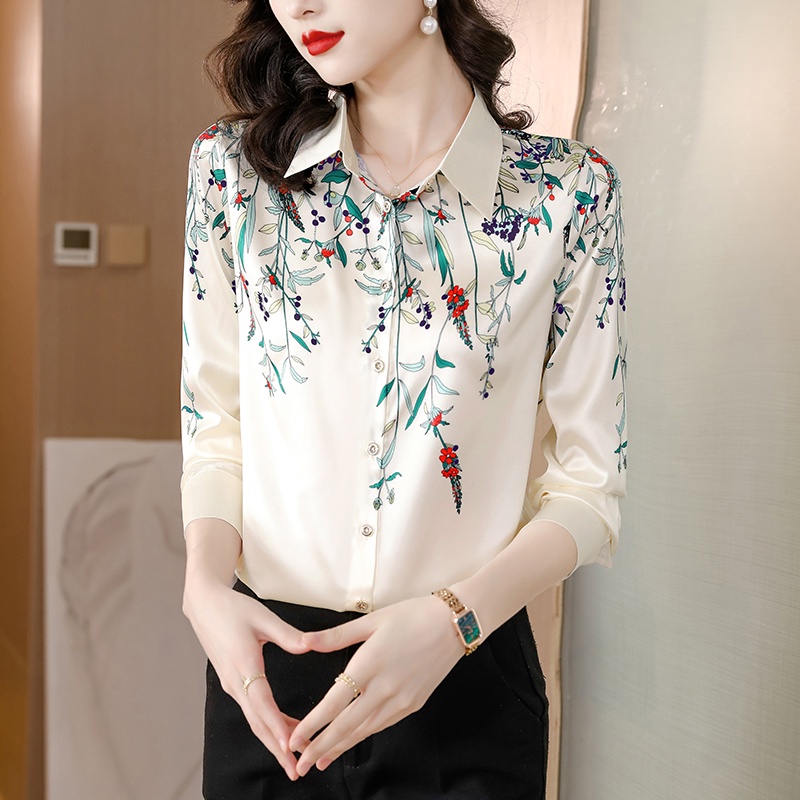 Áo Sơ Mi Lụa Mulberry Tay Dài Đa Năng Thời Trang Xuân Thu 2023 Cho Nữ