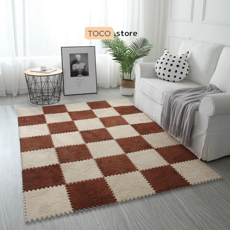 Thảm lông trải sàn kích thước 30x30cm combo 20 tấm