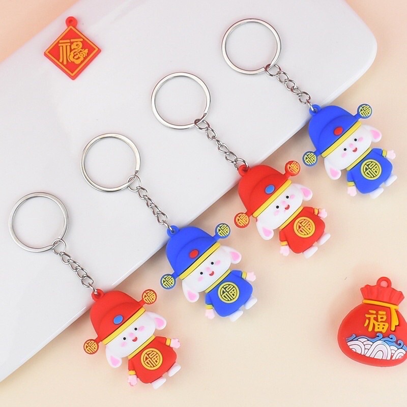 Móc Khoá Thỏ Thần Tài Hot Trend Móc Treo Chìa Khoá Silicon Hoạt Hình - Phụ Kiện Balo Túi Xách - Bánh Mì Store