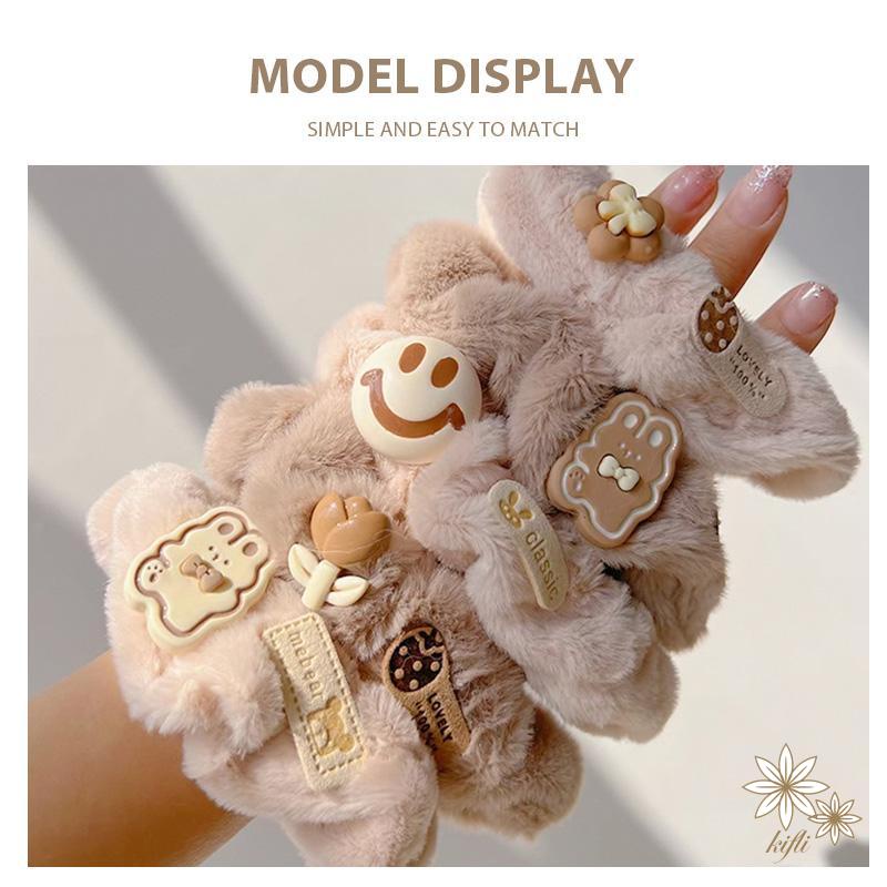 Dây Cột Tóc Màu Nâu Nhạt Hình Gấu Dễ Thương Cho Nữ