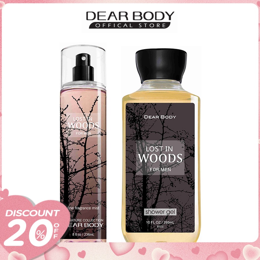 Combo Xịt Thơm Gel Tắm Lost In Woods For Men DEAR BODY Dành