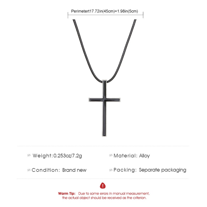Vòng cổ Da Mặt Thánh Giá Bằng Thép Màu Đen Phong Cách Retro Đơn Giản Cho Nam Và Nữ