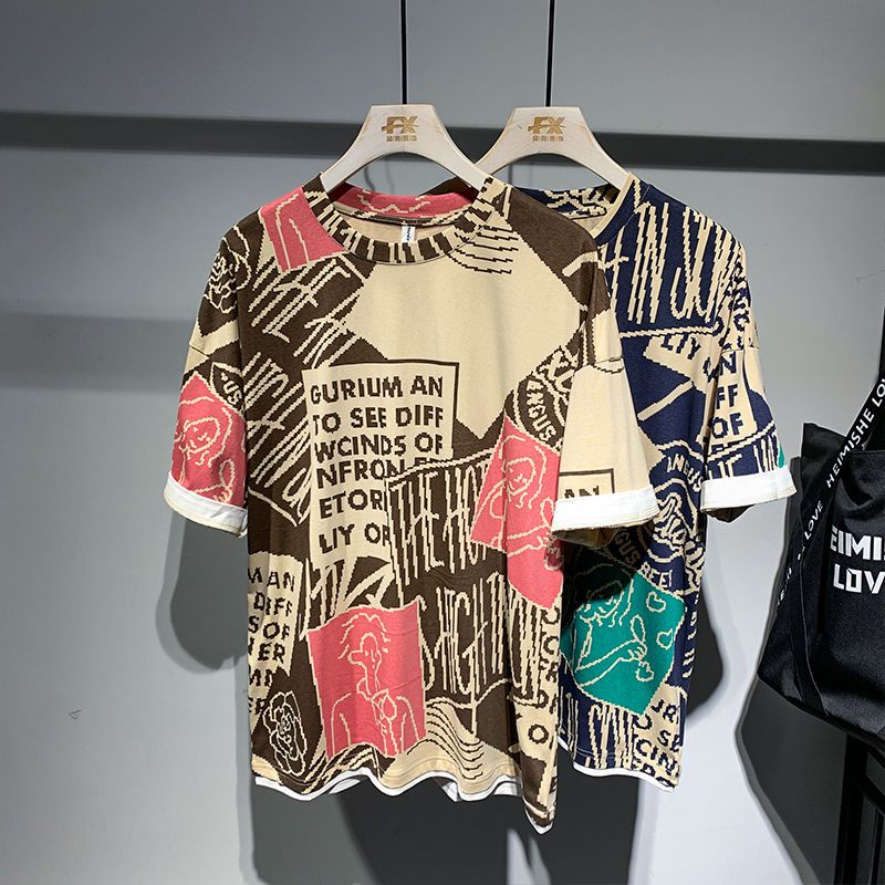 Áo Thun Ngắn Tay Dáng Rộng Thiết Kế Mới Năng Động Thời Trang Theo Phong Cách Hồng Kông Dành Cho Nam