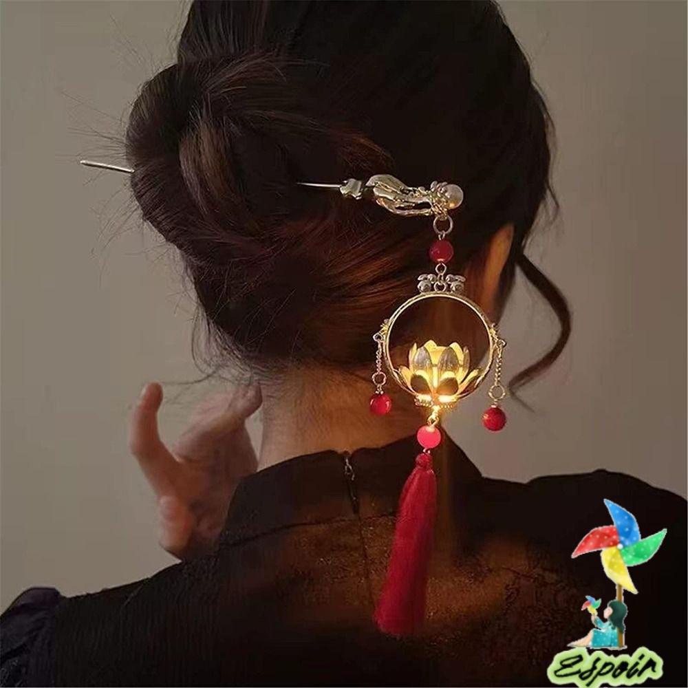 Trâm Cài Tóc Đính Hạt Phối Tua Rua Màu Đỏ Kiểu Cổ Điển Sang Trọng