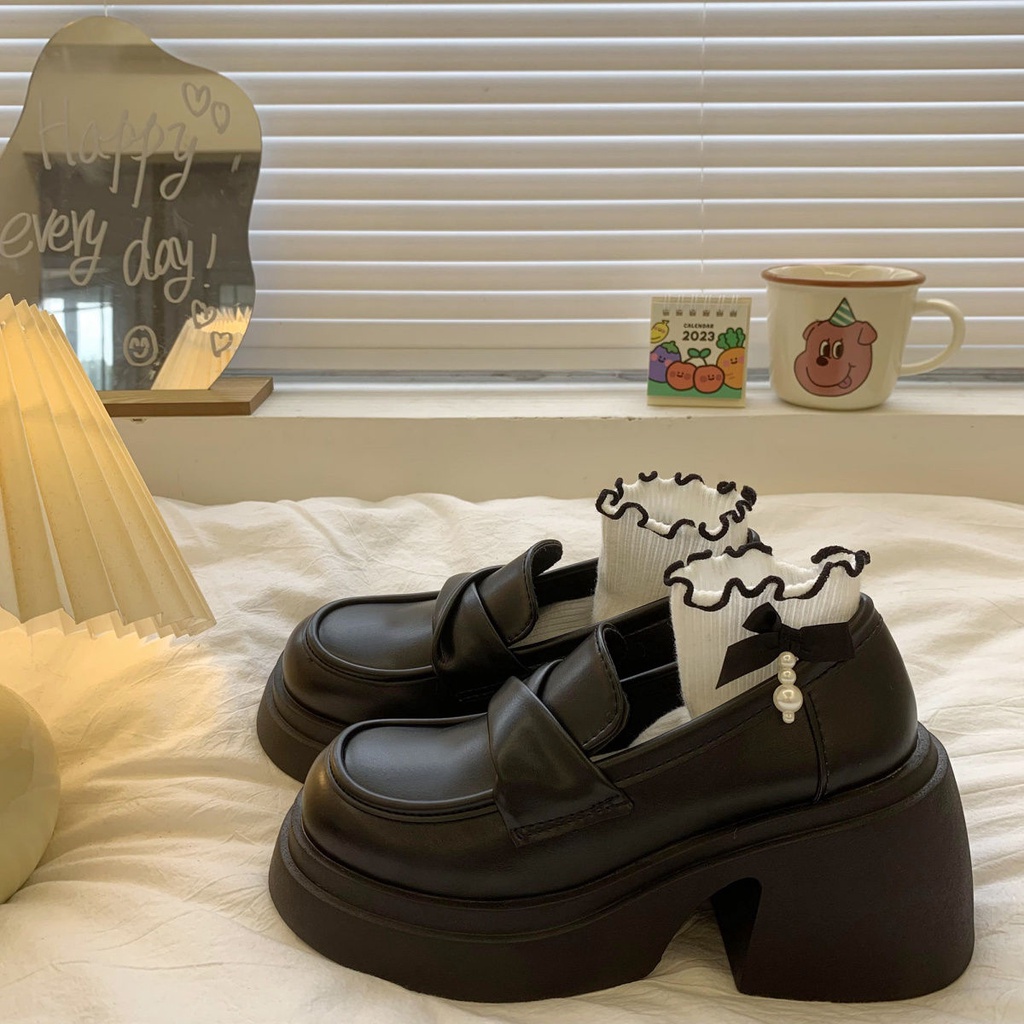 Giày Da Đế Độn Thời Trang Xinh Xắn Dành Cho Nữ