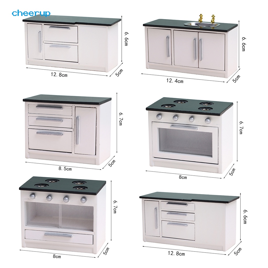 Mô Hình Tủ Bếp Mini Bằng Gỗ Tỉ Lệ 1: 12 Trang Trí Nhà Búp Bê