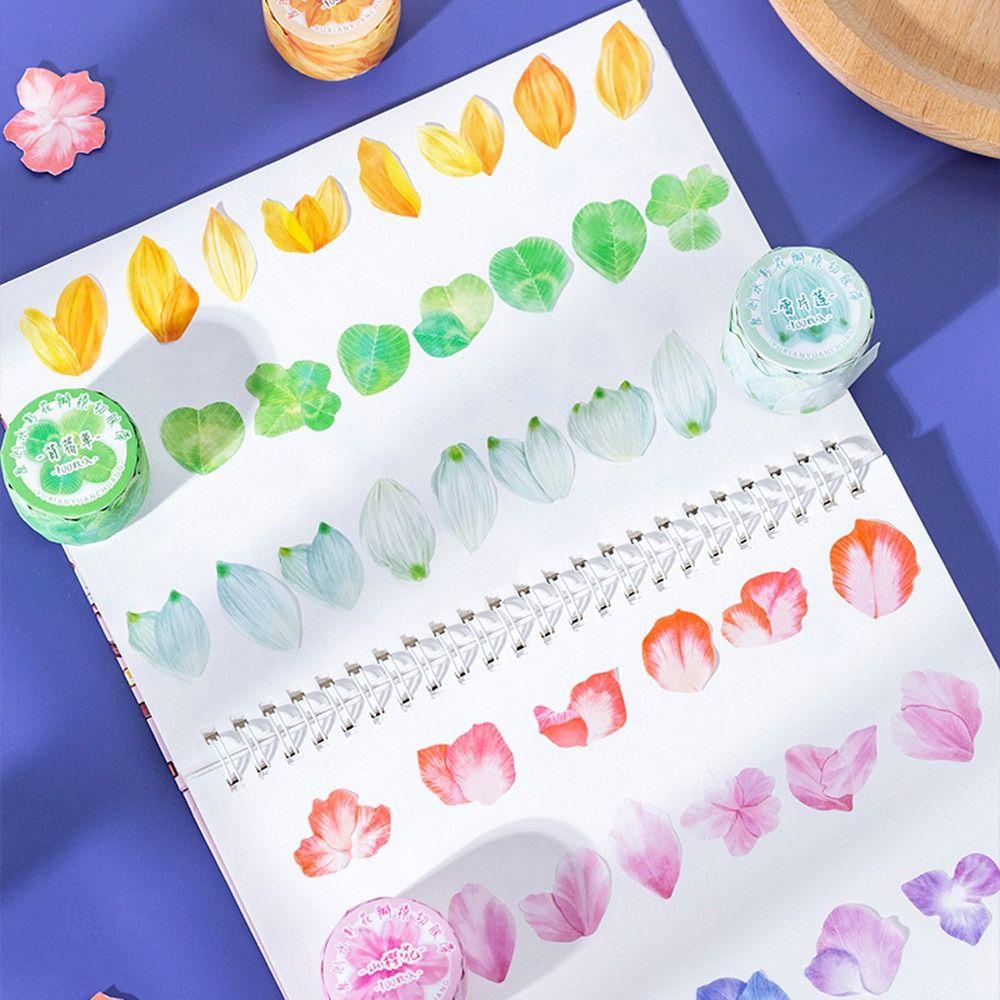 Set 200 Băng Dính Washi Hình Cánh Hoa Tulip Trang Trí Đa Ứng Dụng