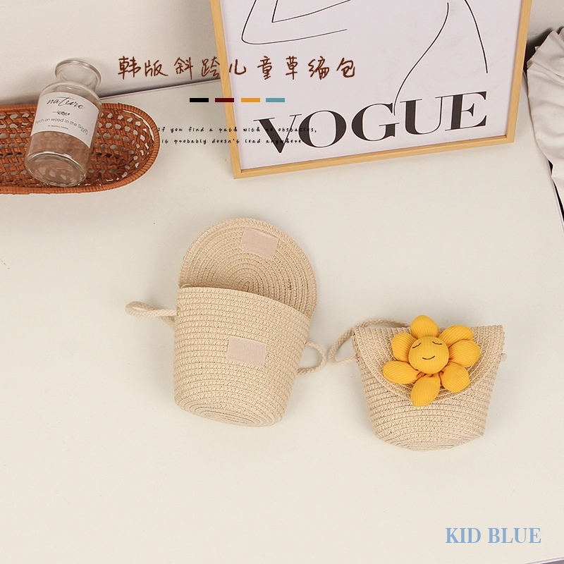 Túi Cói Đeo Chéo Đính Nơ Hoa Xinh Xắn Cho Nữ