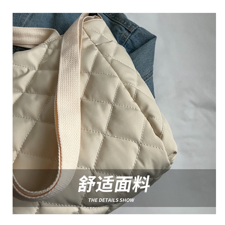 Túi Tote Đeo Vai Sức Chứa Lớn Thêu Họa Tiết Kim Cương Màu Trơn Thời Trang Mùa Đông 2023 Cho Nữ