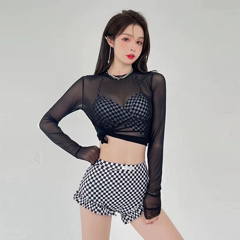 Set bikini biển 2 mảnh 3 món sexy đẹp bộ đồ tắm đồ đi bơi quần cạp cao che bụng B52