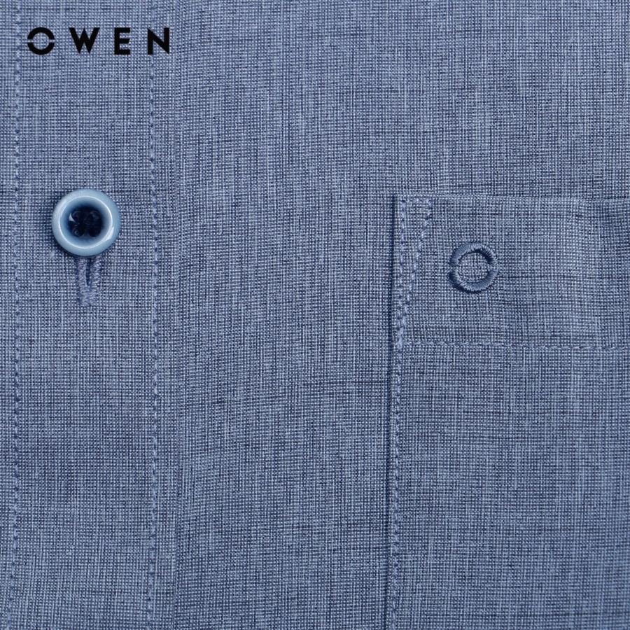 OWEN - Áo sơ mi dài tay Slim Fit màu Navy Nano - AS230027D