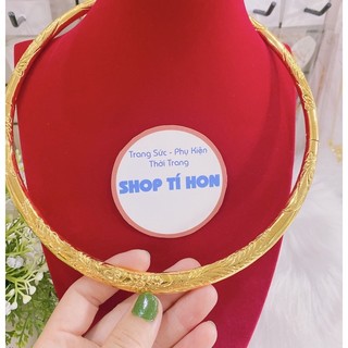 Kiềng cưới chạm hoa văn xi vàng 24 cao cấp ( có tặng kèm hộp nhung đỏ đựng )
