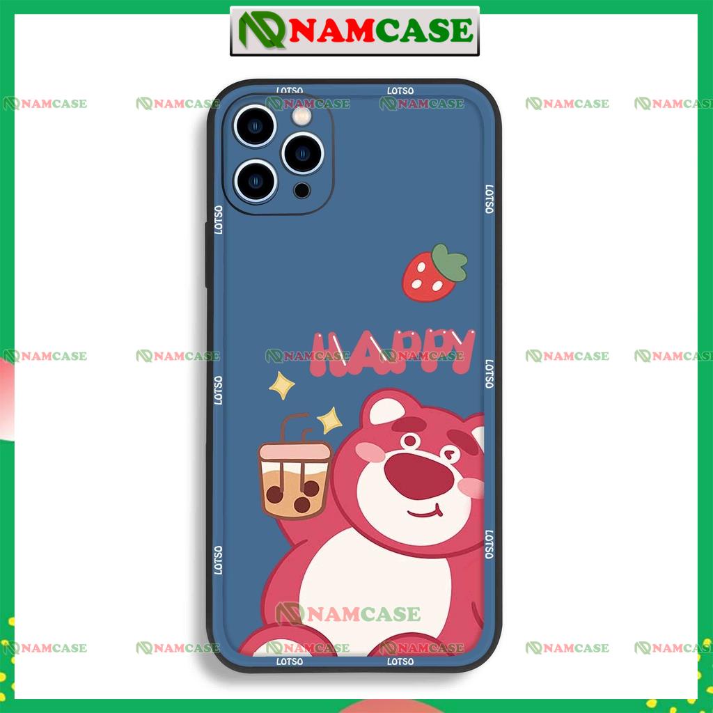 Ốp lưng iPhone cạnh viền vuông cặp đôi hoạt hình gấu lotso cute dễ thương đẹp ip 6/6s/7/8/X/XS/11/12/13/14 Pro Plus Max