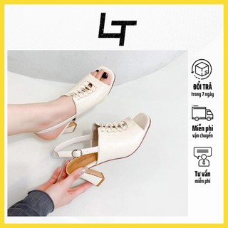 Giày sandal da mules đế xuồng quai khóa hàng qc cao cấp 7cm