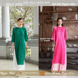 Áo dài cách tân nữ dáng suông gấm trà hoa g01