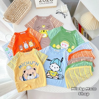 Đồ Bộ Bé Trai, Bé Gái Minky Mom Vải Thun Lạnh In Hình Dễ Thương Cho Bé Mã