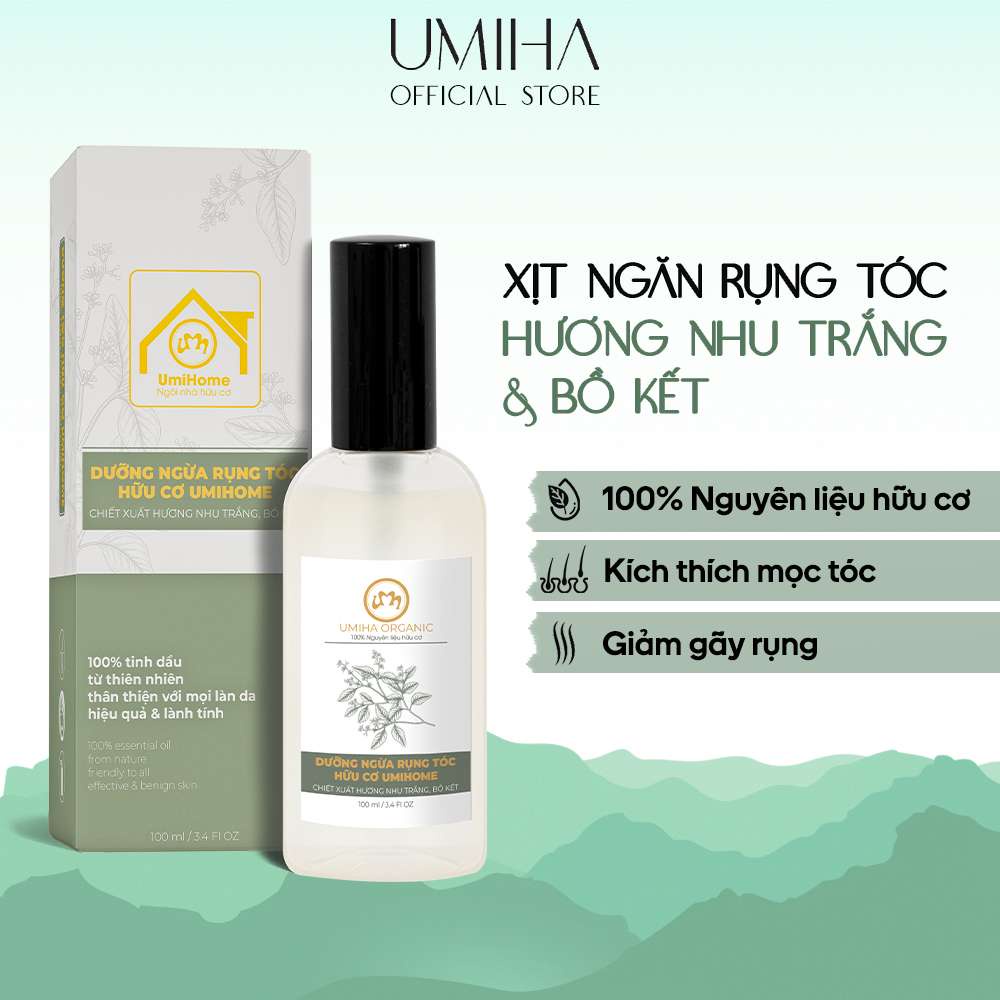 Xịt dưỡng tóc chống gẫy rụng UMIHOME Hương Nhu Trắng và Bồ Kết 50ml/10ml giúp tóc bóng mượt chắc khỏe