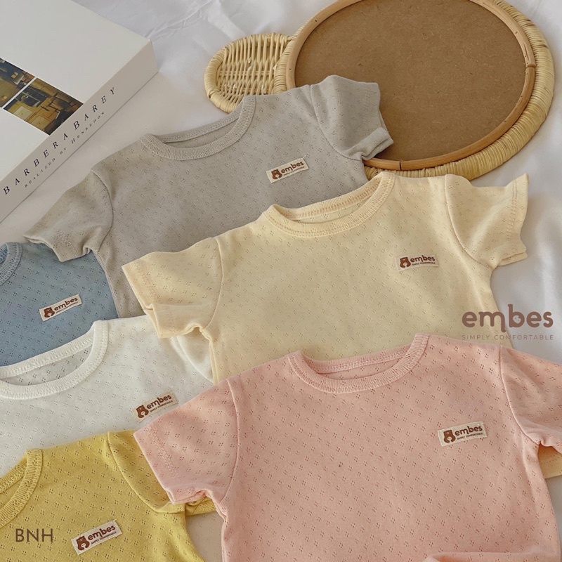 Embes Bộ quần áo cộc tay bé trai , bé gái, đồ hè cho bé trai vải thổ mềm mát mặc nhà cho bé 7kg đến 18kg