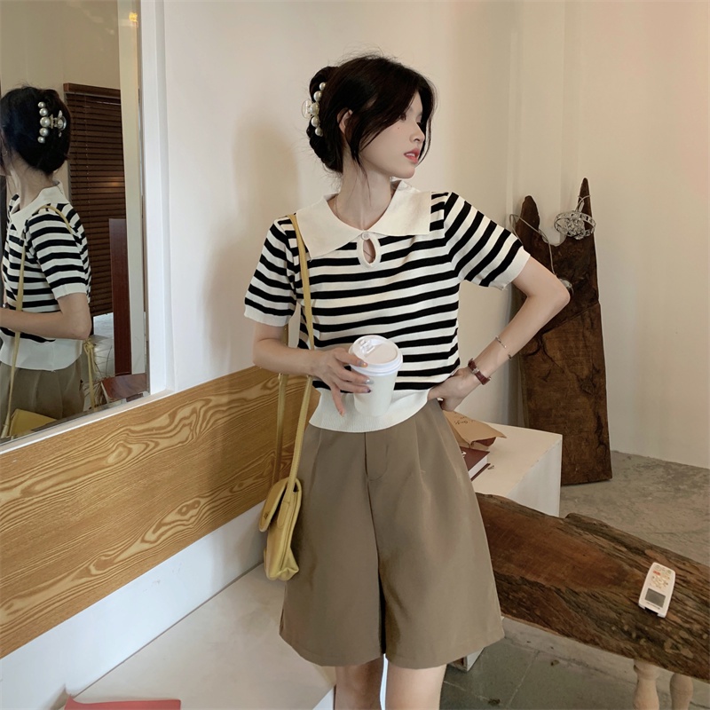 IELGYÁo Thun polo Mỏng Tay Ngắn Dáng Rộng Thời Trang Cho Nữ