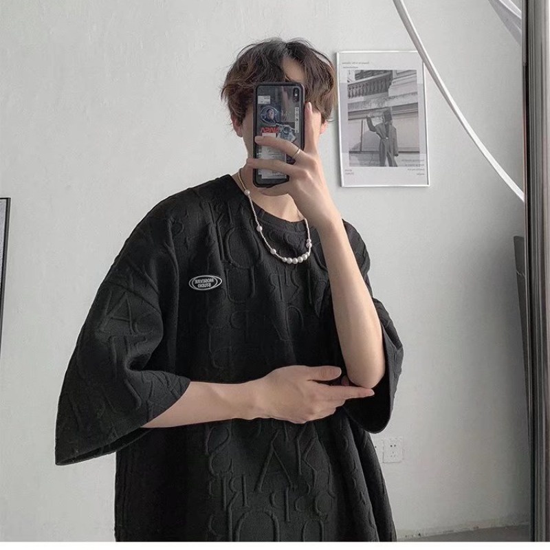 Áo Thun Tay Ngắn Cổ Tròn Dáng Rộng Thời Trang Mùa Hè Hong Kong 2023 Cho Nam