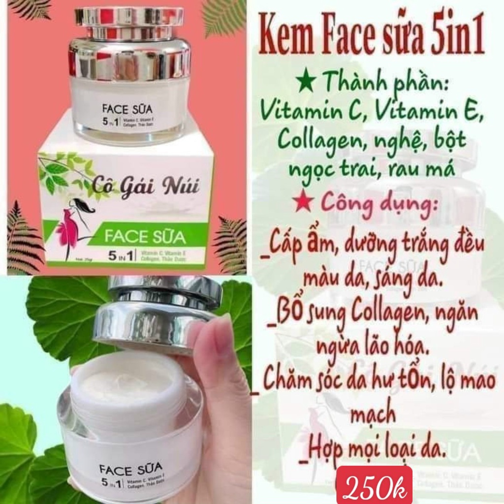 Chính hãng - Kem FACE SỮA 5in1 CÔ GÁI NÚI dưỡng trắng , giảm mụn , mờ thâm nám