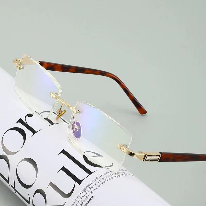 (YUZHU) Kính Đọc Sách HD Plus Không Gọng Hình Chữ Nhật Chống Ánh Sáng Xanh Phong Cách Mới Cho Nam