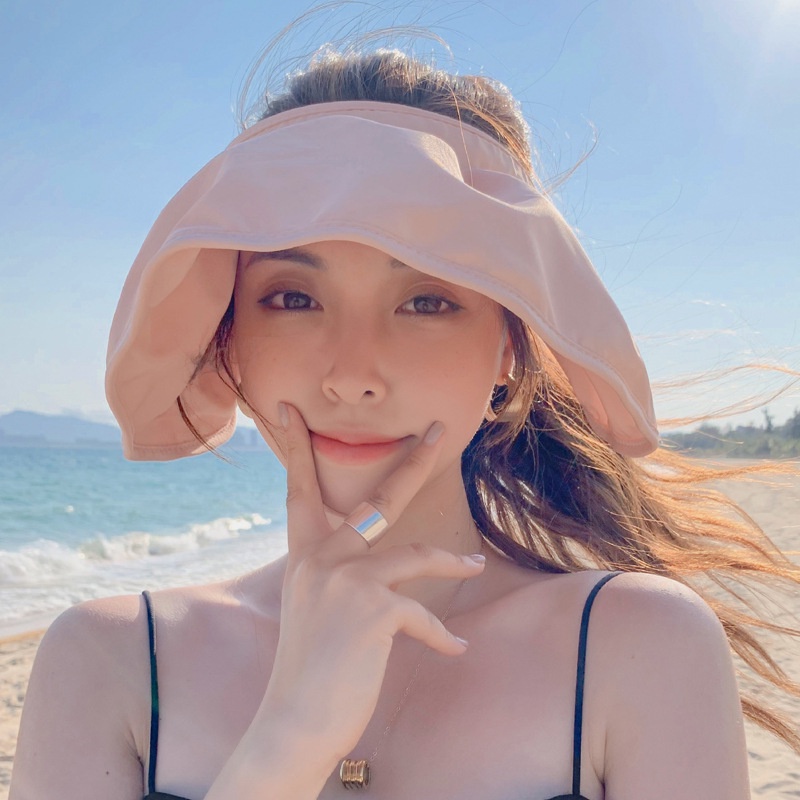 Mũ Rộng Vành Hở Chóp Chống Tia UV Thời Trang Đi Biển Mùa Hè Cho Nữ