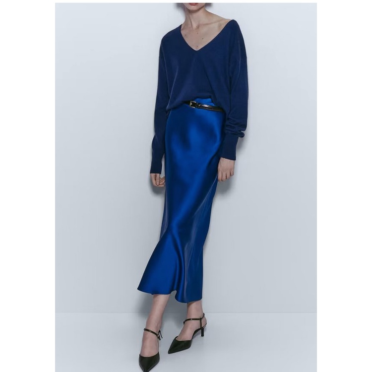 Zara Chân Váy satin Dài Dáng Ôm Thời Trang Mùa Xuân 235299503