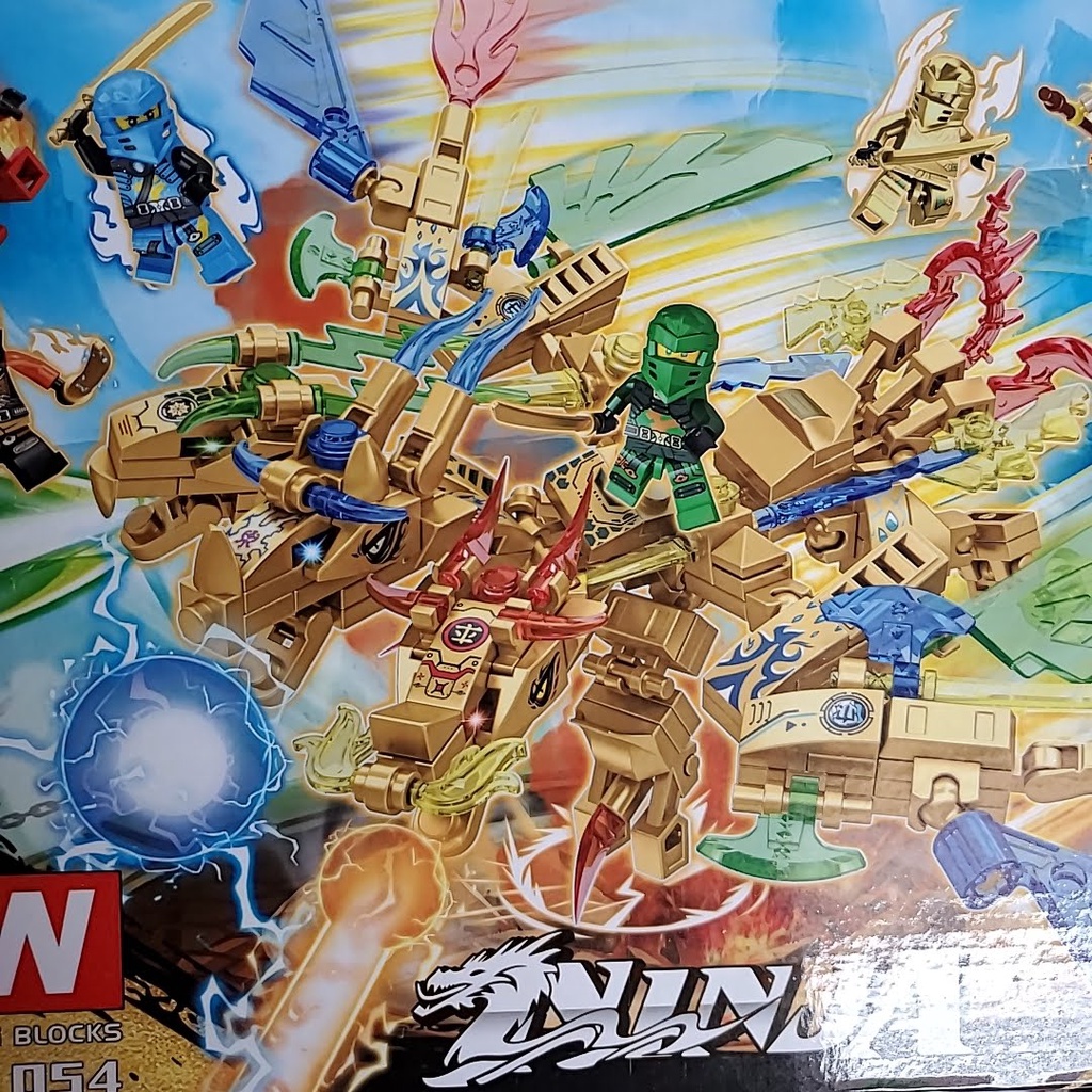 Xếp hình ninjago rồng vàng 3 đầu 4 trong 1 cực đẹp