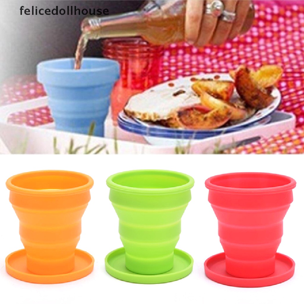 Cốc Uống Nước Bằng Silicon Có Thể Gấp Gọn Tiện Dụng Mang Theo Du Lịch / Cắm Trại