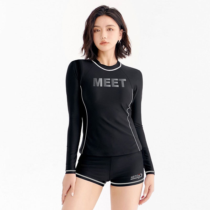 BBB Women's Swimsuit Two-piece Separate Long Sleeved High Bounce Slimming Large Size Training Sports Swimwear