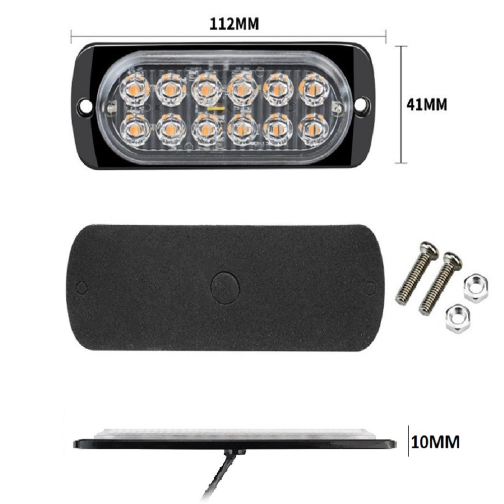 Đèn police chớp xanh đỏ 12 Led cao cấp 16 chế độ nháy cảnh sát vỏ nhôm CNC 12V-24V - DXZ