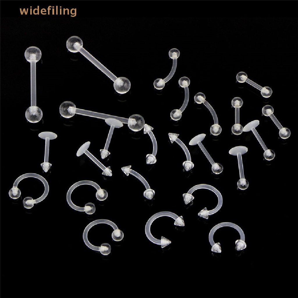 Set 24 Khuyên Rốn / Lưỡi / Môi / Rốn Bằng Thép Không Gỉ Nhiều Màu Sắc Cá Tính