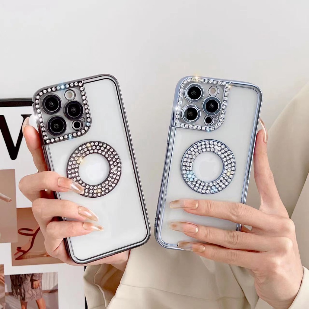 Ốp Điện Thoại Mềm Chống Sốc Đính Đá Sang Trọng Bảo Vệ Toàn Diện Cho iphone 14 pro max plus 13 12 11 pro max