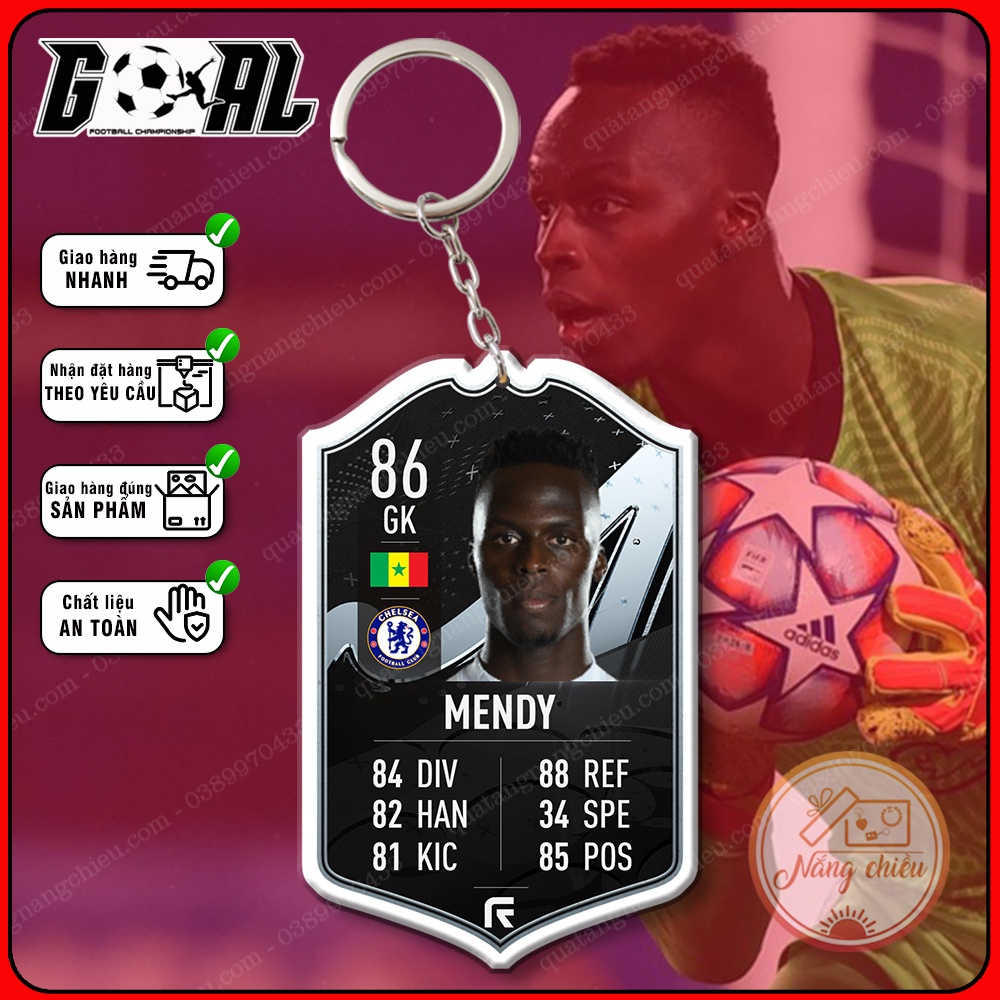 Móc khóa in hình Edouard Mendy -Phụ kiện móc khóa treo balo gaming - cầu thủ được yêu thích nhất[5901-5912]