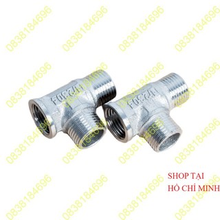 COMBO 2 tê ren inox Ø 21 - 2 đầu ren ngoài - 1 đầu ren trong (1/2-304) ban T 2 đầu răng ngoài 1 đầu răng trong