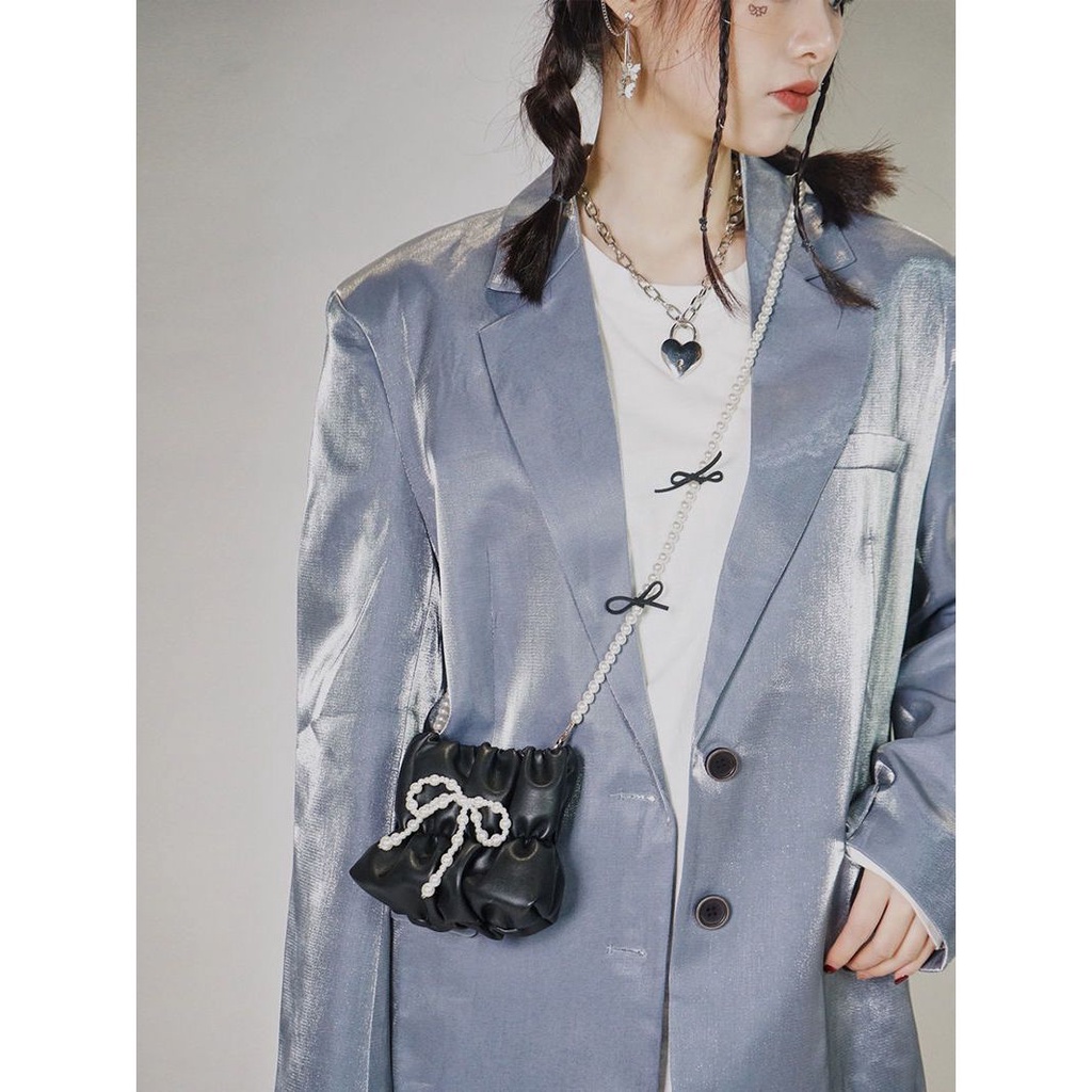 Túi Đeo Chéo Mini Đính Nơ Ngọc Trai Thời Trang Mới 2022 Cho Nữ