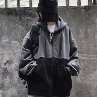 Áo khoác nỉ đen xám unisex