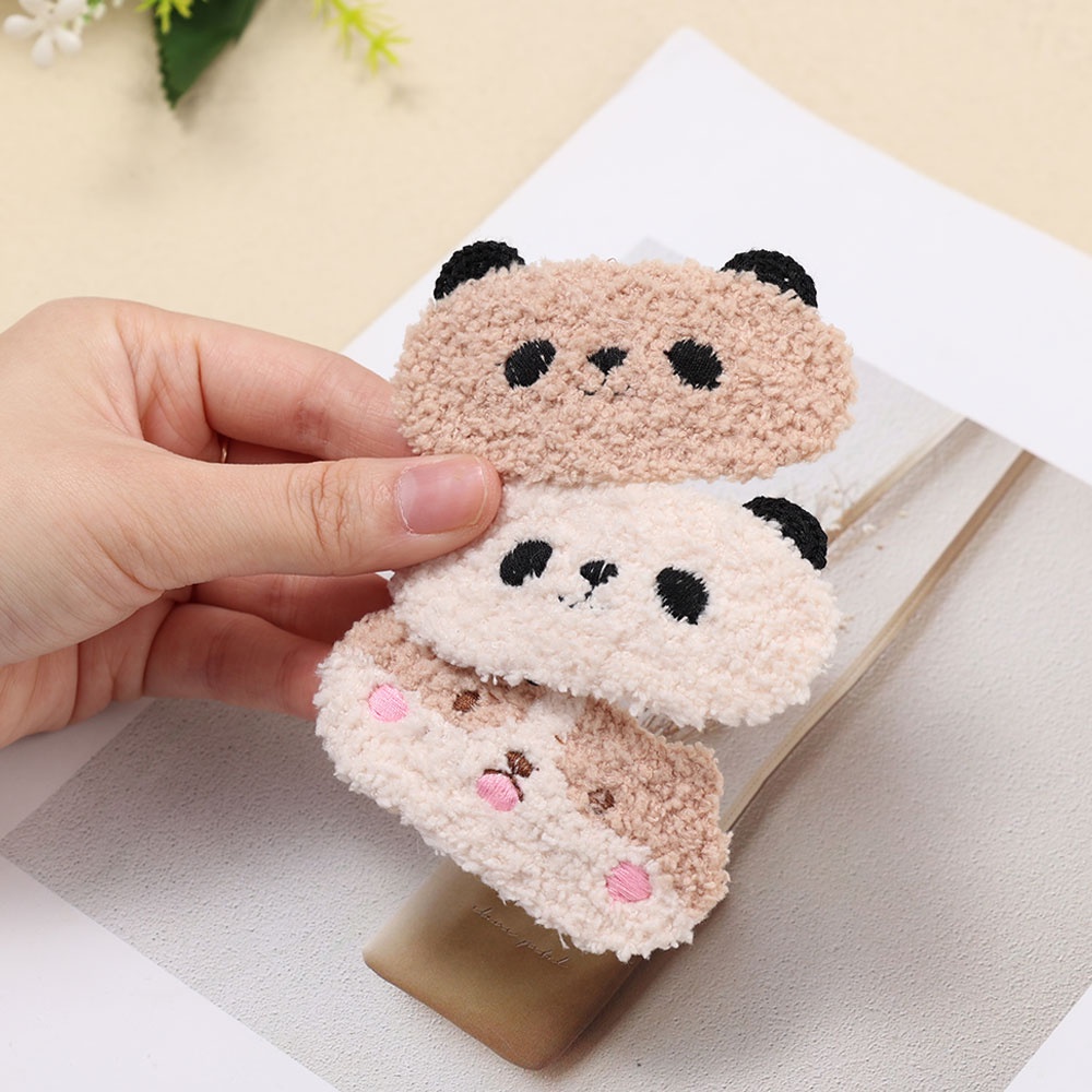 Kẹp Tóc Hình Gấu Trúc Bằng Lông Nhung Dễ Thương Xinh Xắn Cho Bé Gái Giá Đỡ
