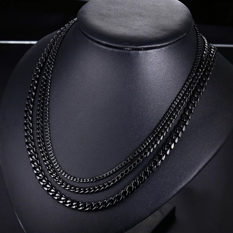 Vòng cổ Choker Bằng Thép Không Gỉ Màu Bạc Phong Cách Punk Cơ Bản Dành Cho Nam Nữ Màu Đen
