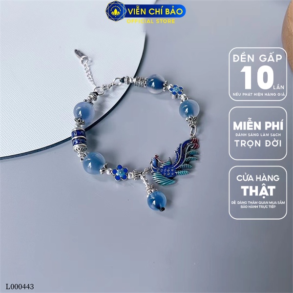 Vòng tay/Vòng cổ khổng tước mix đá xanh chất liệu bạc Thái 925 thời trang phụ kiện trang sức Viễn Chí Bảo L000443