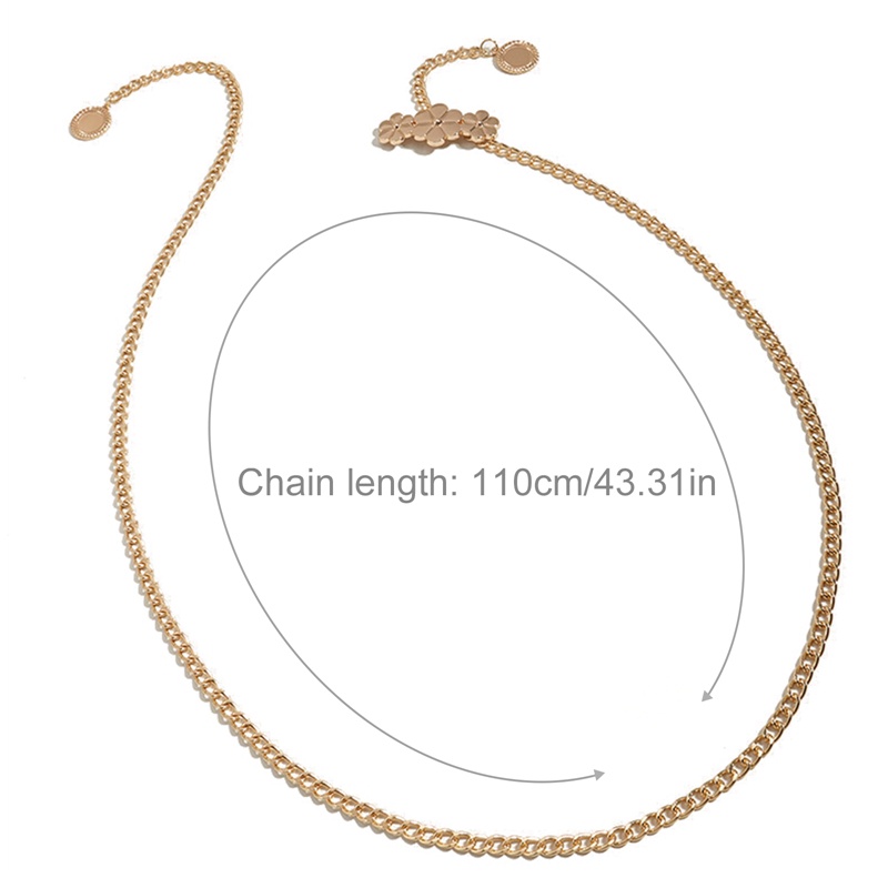 Thắt Lưng Dây Xích Mặt Hoa Hồng Bằng Hợp Kim Màu Vàng Thời Trang Cho Nữ