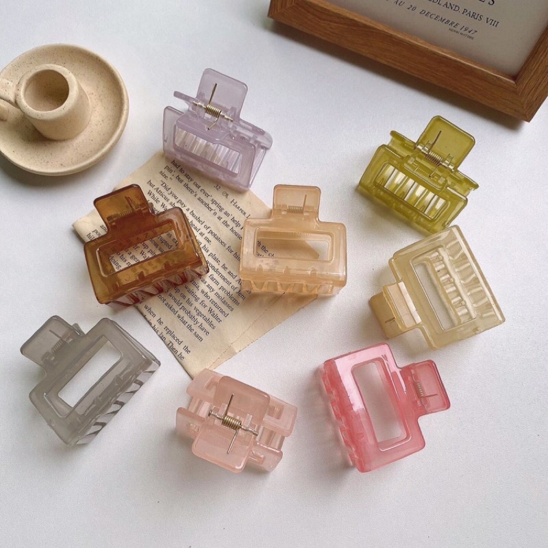 Kẹp tóc nhựa gắp vuông vintage phong cách Hàn Quốc