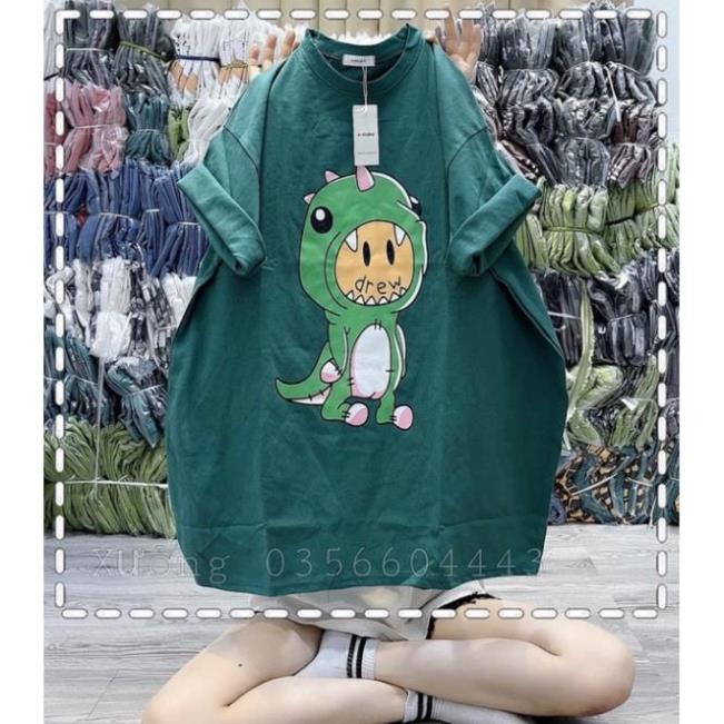 [ Rẻ Vô Địch ] Áo Thun 3158 Cotton Khô Form Rộng Unisex Nam Nữ In Hình Khủng Long